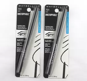 2 Pack Maybelline Unstoppable Automatic Pencil Eyeliner 0.01 Oz Each #701 Onyx - Picture 1 of 3