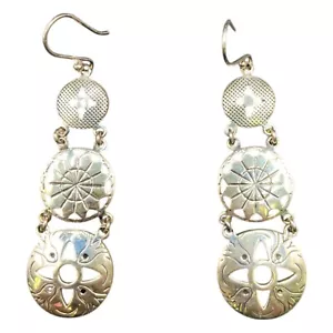 Ohrhänger Haken Ohrringe aufwendig Ninos Chammo Handwerk 925 Sterling Silber Mexiko - Bild 1 von 11