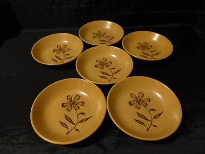 6 assiettes creuses en grés,motif floral - Photo 1/4