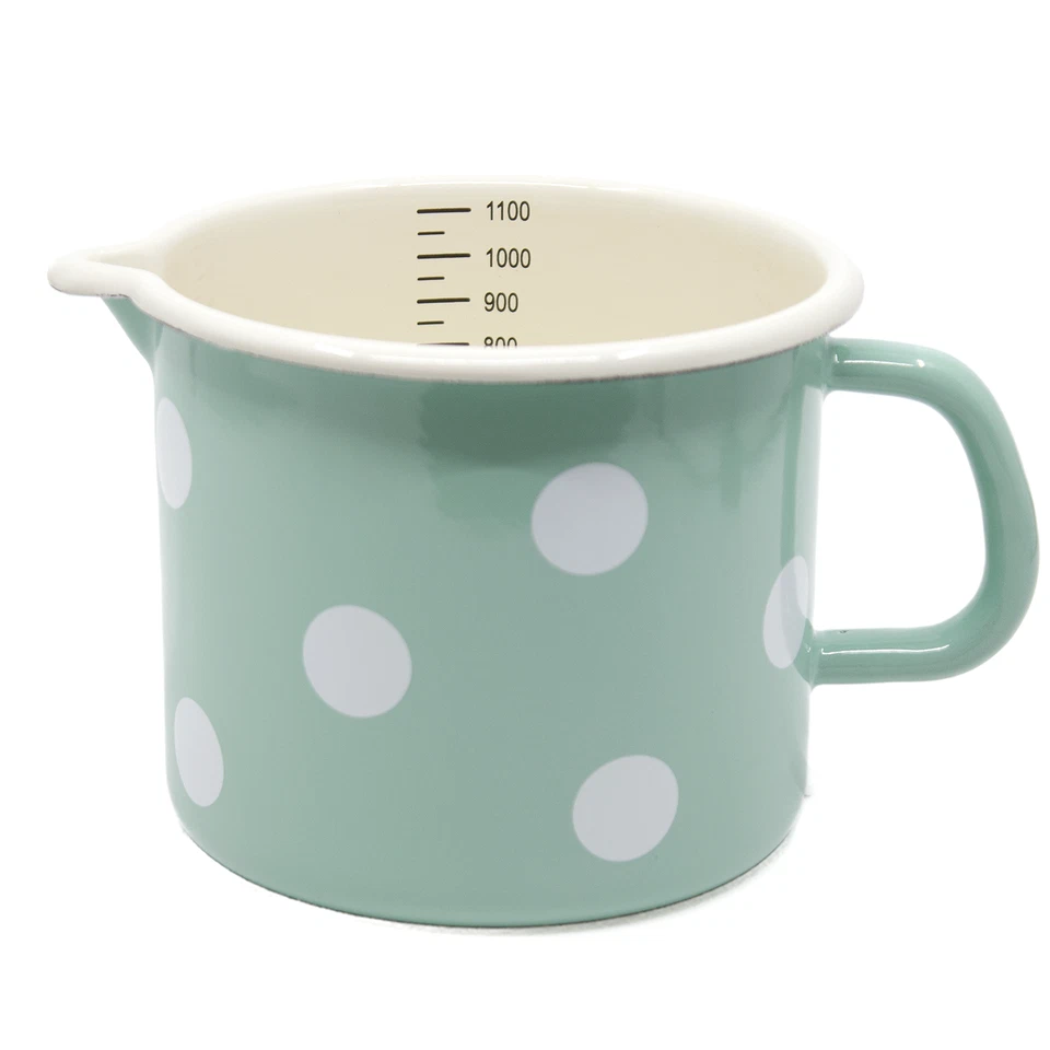 Münder-email Milchtopf MINT weiße punkte