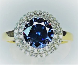 Wedding Ring Natural Diamond 0.60 Carat Women 14k Yellow Gold Band Blue Sapphire - Picture 1 of 9