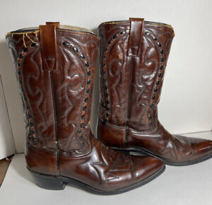 Vintage Durango Western Cowboy Leather Buck stitch Riding boots men's 11 D USA