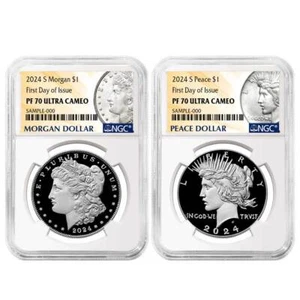 2024-S $1 Proof Morgan and Peace Silver Dollar 2pc Set NGC PF70UC FDI Morgan ... - Picture 1 of 3