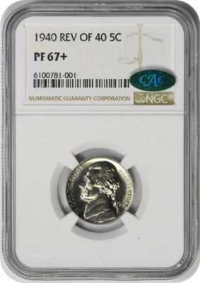 1940 Jefferson Nickel Reverse of 1940 PR67+ NGC (CAC) - Image 1 of 4