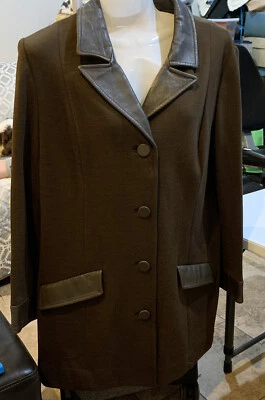 Винтажный 50-х 60-х годов Butte вязаный свитер над платье Shift коричневый шерсти и кожи S/M? - Изображение 1 из 4