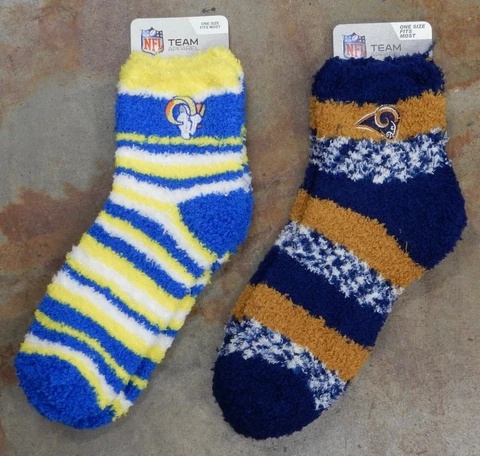 2 Pack NFL Los Angeles Rams LA Socks Gift Sleep Soft One Size Fits Most Stafford Cover