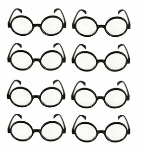 WIZARD ROUND GLASSES Black Geek Nerd Book Week Kids Costume Accessory Lot UK - Picture 1 of 20