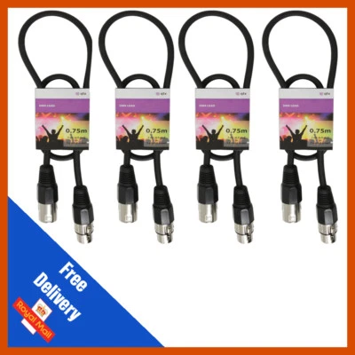 4 x 0,75M Alta Calidad DMX Control de Iluminación XLR Cable Conductos DJ Paquete de Luz QTX