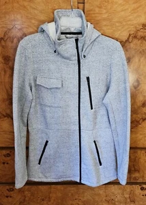 HURLEY GRAY HOODED SWEATSHIRT ACYIVEWEAR COAT DETACHABLE HAT ~ LARGE - Picture 1 of 3