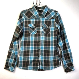 Daking Western Shirt Women's Large Green Plaid Yoke Long Sleeves Cowgirl Western - Picture 1 of 11