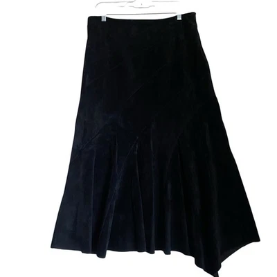 Falda Midi Gamuza Cuero Niveles 12 Negra Asimétrica Bruja Gótica Grunge Boho Foto 1 de 4