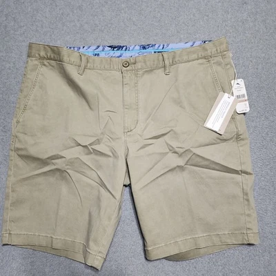 Nuevo Tommy Bahama Boracay Pantalones Cortos Para Hombre 42 Caqui Plano Chino 10" Entrepierna $99.50 Nuevo Con Etiquetas Foto 1 de 4