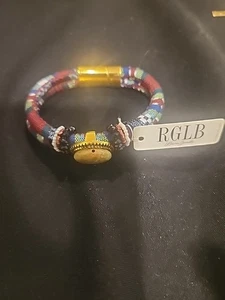 Laura Janelle RGLB Oval Stone Beads Dots Rope Gold Tone Bracelet  Brand New A390 - Picture 1 of 7