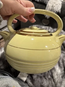 Vintage Invento Products Hall China Yellow Art Deco Twin Spout Divided Tea Pot - Picture 1 of 9