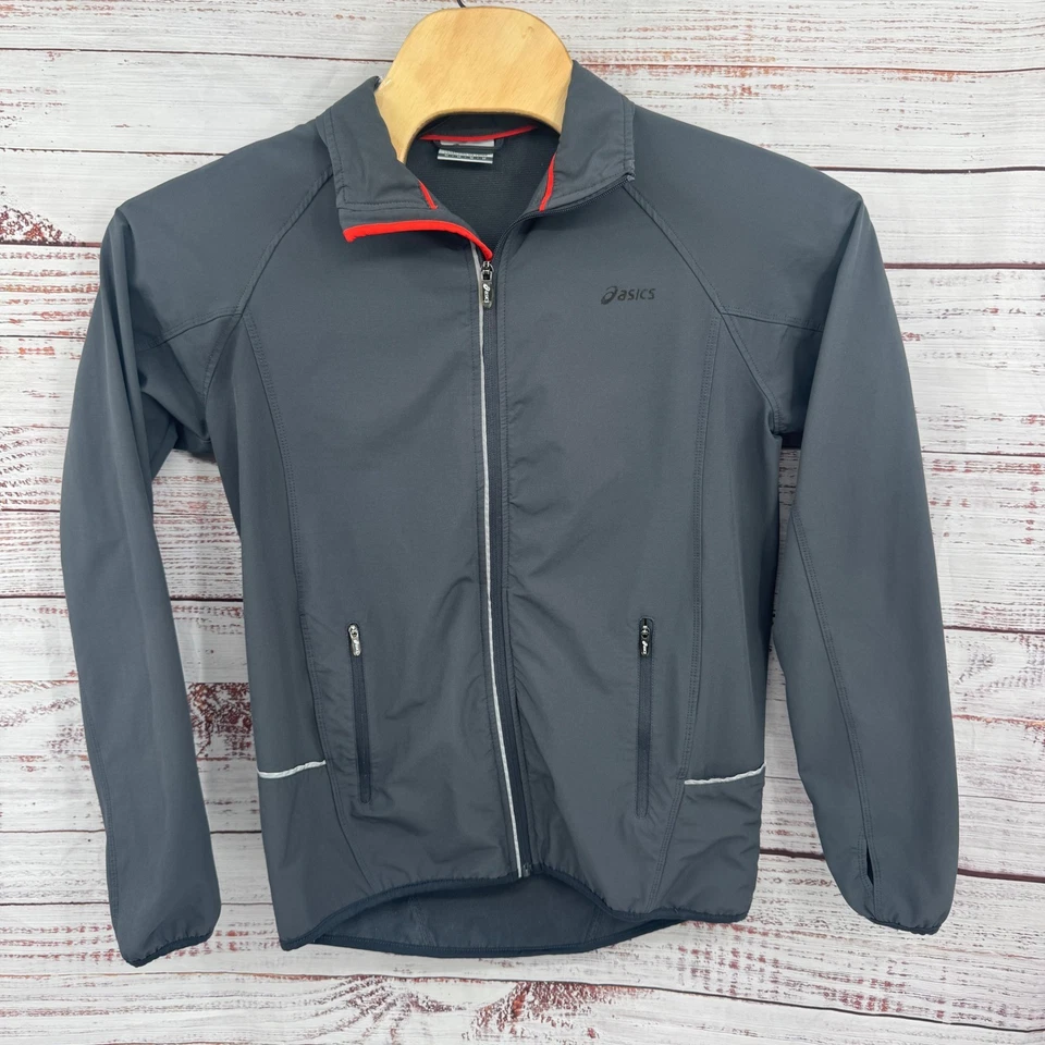 Asics Womens Gray Full Zip Running Jacket Athletic Track Lightweight Size Medium - Image 1 of 4