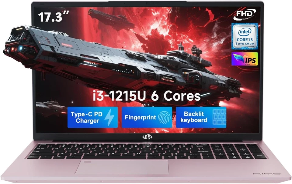 NIMO 17.3" IPS FHD-Laptop, Intel 6 Cores i3-1215U 8GB RAM 256GB SSD up to 4.4GHz - Image 1 of 4