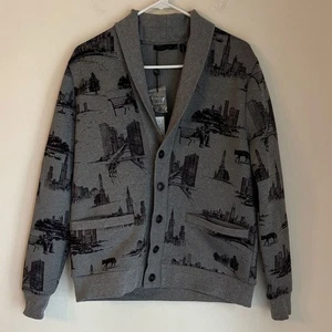 Greyson City of Wolves Schal Strickjacke grau schwarz Herren Golf adretter Pullover SM neu mit Etikett - Bild 1 von 11