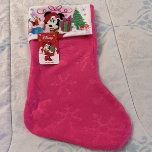 Calza natalizia Disney Minnie Mouse rosa motivo fiocco di neve 19" poliestere - Foto 1 di 3