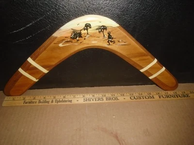 Australian Boomerang 18” Hand Painted Wood  Trible Art  Return Boomerang - Image 1 of 4