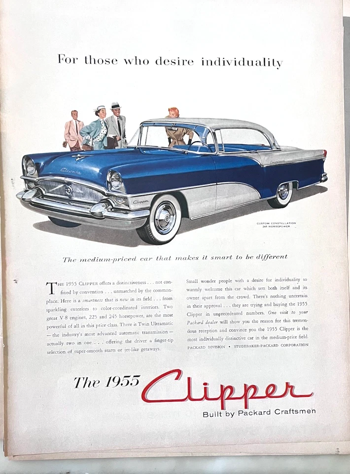 1955 magazine ad for Packard Clipper Custom Constellation - individuality - Image 1 of 1