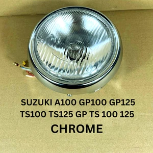 Faro Suzuki TS50 TS75 TS100 TS125 TS185 TS250 + Cubo de metal de acero cromado - Imagen 1 de 11