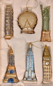 Allison At Home Around The World Glass Christmas Tree Decoration Set of 6 Xmas - Picture 1 of 10