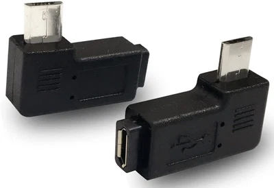 1 Pair Right Left 90 Degree Angle Micro USB Male to Micro USB Female Adapter - Image 1 of 4