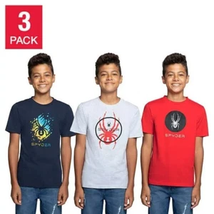 Spyder Youth 3-Pack Tee Boys Crew Neckline Spyder Brand Logo Medium 10/12 NWT - Picture 1 of 6