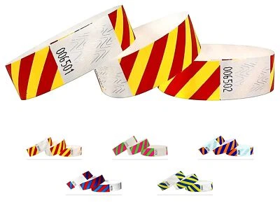 QUBIBAND Wristbands Made Out of Tyvek - Striped - 500 Pack - 3/4" Wristbands for Event...