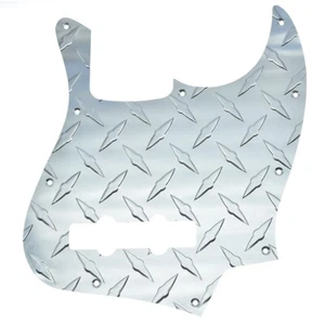 New pickguard JAZZ BASS Métal ALU diamond brossé - silver - guitare JB 4 cordes - Imagen 1 de 5