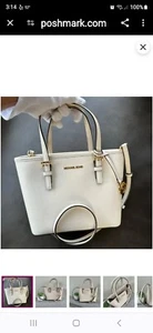 Michael Kors Jet Set Carryall Tote Extra Small Crossbody Bag Leather Light Cream - Picture 1 of 6