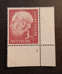 Bund, 196 xw ** Heuss Eckrand mit FN 2 Ecke 4 geprüft Schlegel - Bild 1 von 2
