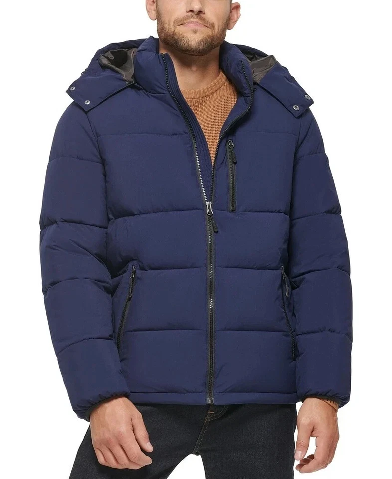 Club Room Puffer Jacket Men's Navy Stretch Hooded Removable Hood Relaxed Fit,XXL - Image 1 of 4