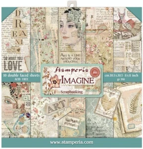 Almohadilla de papel de doble cara Stamperia 8""X8"" 10/paquete-Imagine, 10 diseños/1 cada uno - Imagen 1 de 1