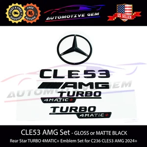 CLE53 COUPE AMG TURBO 4MATIC+ Rear Star Emblem Black Badge Set Mercedes C236 - Bild 1 von 1