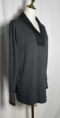 Soft Surroundings Women Tunic Sweater Top XS Long Sleeve Pockets Jersey Grey - Image 1 of 4