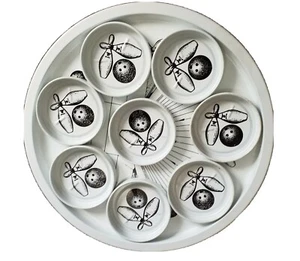 Vintage Metal Serving Tray With 8 Coasters - Bild 1 von 6