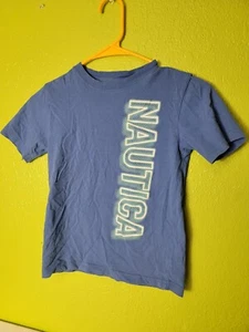 Nautica Youth Boys T-Shirt Spellout Blue Green Small Tee - Picture 1 of 4