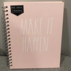 Rae Dunn 12 Month Planner Make It Happen Pink Spiral bound 2025 9x10” - Picture 1 of 13