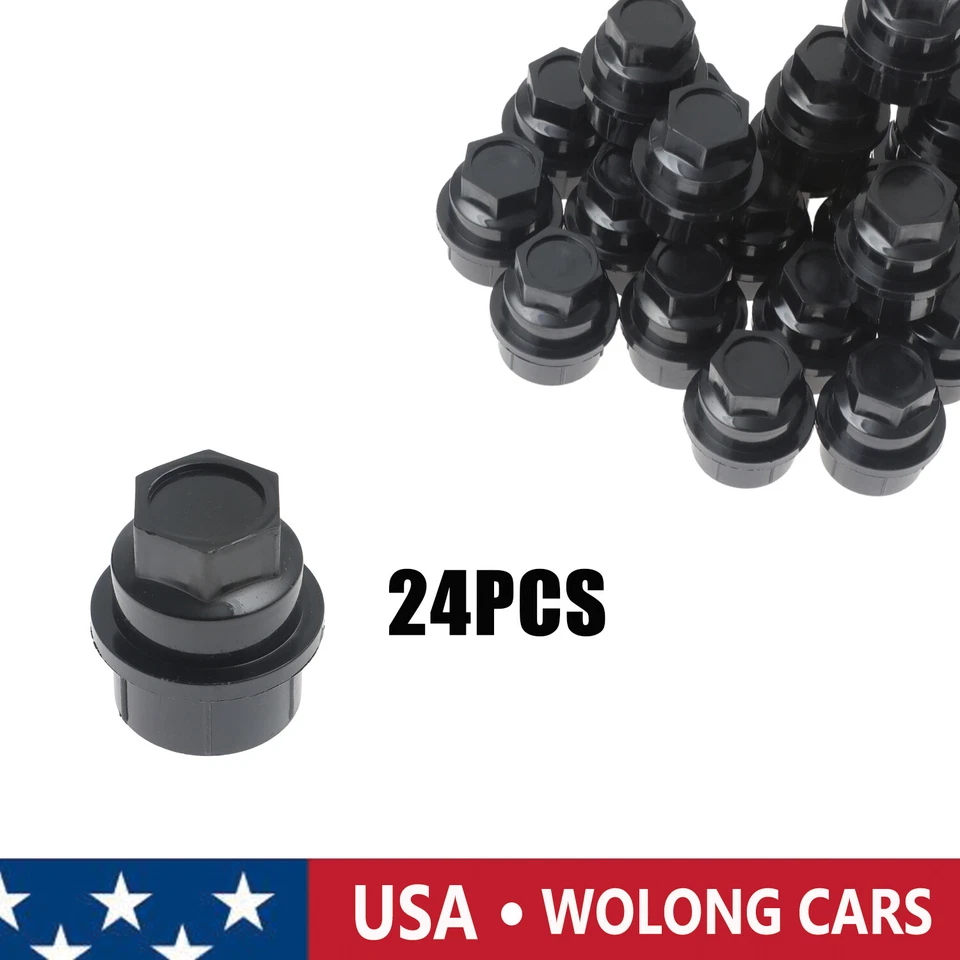 Juego de 24 tapas de tuerca negras aptas para Chevrolet Express 3500 1996-1998 Foto 1 de 4