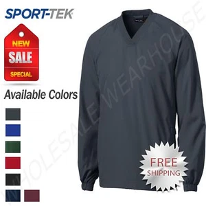 Sport-Tek Men's Polyester Side Pocket Rib Knit V Neck Raglan Wind Shirt. JST72 - Picture 1 of 21