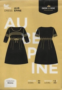 Deer & Doe Sewing Pattern Aubepine Dress Empire Lined Tucks Bust 31.5" - 41" New - Picture 1 of 12