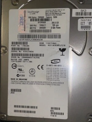 GENIUNE IBM 73P8017 300GB 10K 2Gb Fibre Channel Drive - Image 1 of 3
