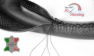 FOR HYUNDAI SONATA 15-18 BLACK PERF LEATHER STEERING WHEEL COVER BLACK STIT - Image 1 of 4