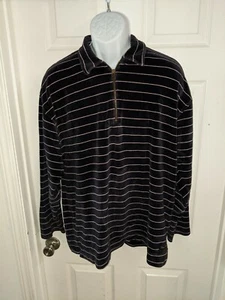 Tommy Hilfiger striped Quarter-Zip Terry cloth Long Sleeve Shirt L RARE I - Picture 1 of 7