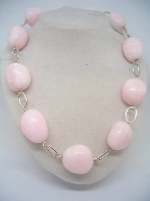 Collana con OPALE ROSA NATURALE e ARGENTO 925  - Girocollo con Pietre Dure - Immagine 1 di 4