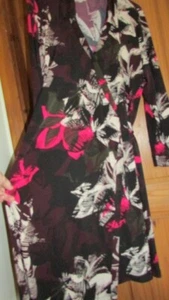 ladies black/pink/white floral wrap dress from Linea size 22 - Picture 1 of 3