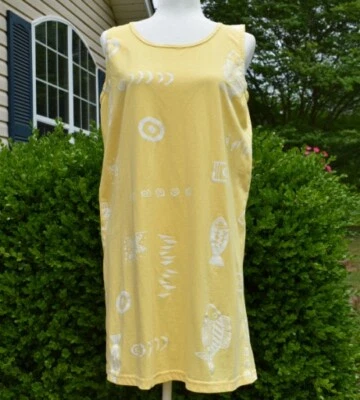 复古 Exist Sportsline 美国尺寸 L 黄色白色方格印花 T 恤游泳罩 — 第 1/4 张图片