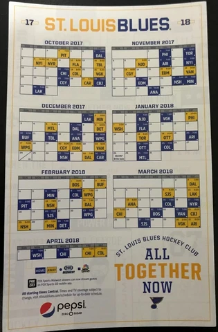 St. Louis Blues 2017-18 Magnet Schedule 10/18/17 Giveaway vs. Chicago Blackhawks Cover
