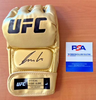 Alexander Volkanovski Signed Autographed Gold UFC Fight Glove PSA/DNA COA - Image 1 of 4